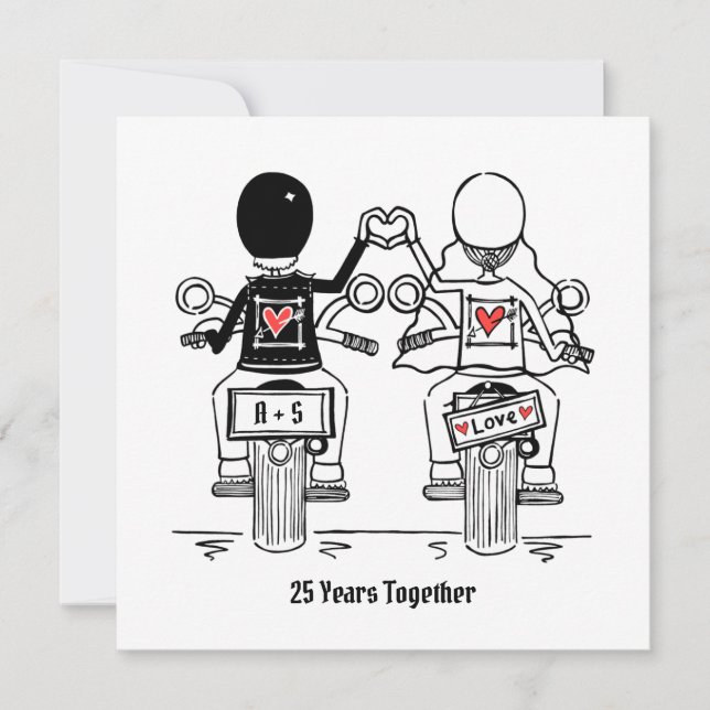 Invitation Mariage personnalisé moto d'anniversaire de biker (Devant)