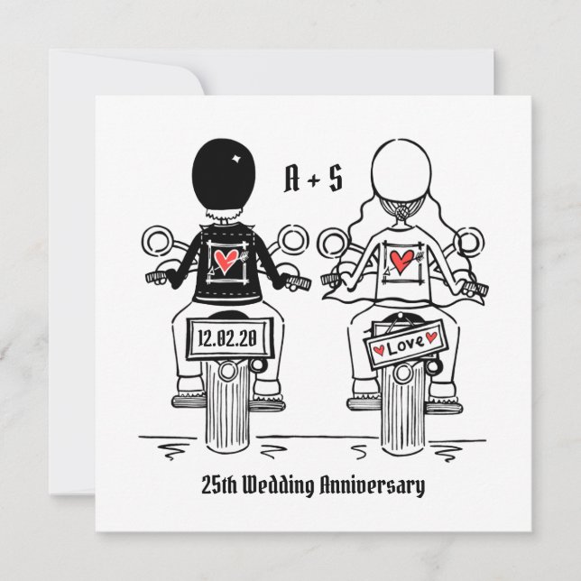 Invitation Mariage personnalisé moto d'anniversaire de motard (Devant)