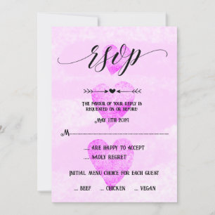Invitation Mariage personnalisé RSVP coeurs traditionnels