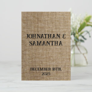 Invitation Mariage personnalisé rustique burlap motif nature