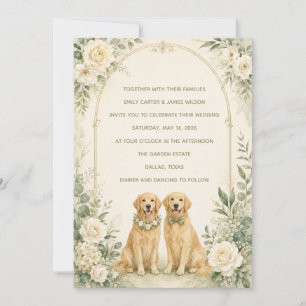 Invitation Mariage Personnalisé Vert Sauge Golden Retriever I