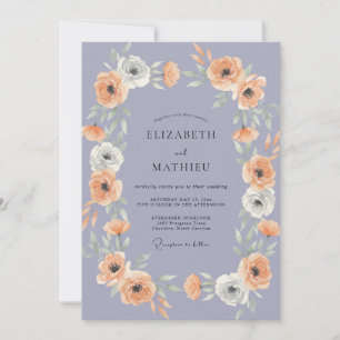 Invitation Mariage Pervenche Abricot Ranunculus Eucalyptus