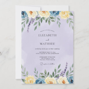 Invitation Mariage Pervenche Jaune Ranunculus Eucalyptus