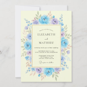 Invitation Mariage Pervenche Lilas Ranunculus Eucalyptus