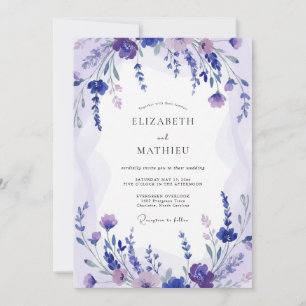 Invitation Mariage Pervenche Lilas Sprig Sage