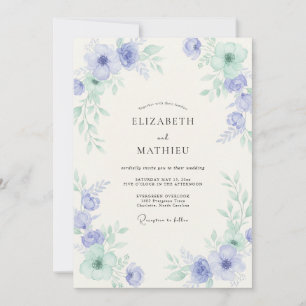 Invitation Mariage Pervenche Menthe Pivoine