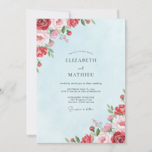 Invitation Mariage Pétale Bleu Poudre Écarlate