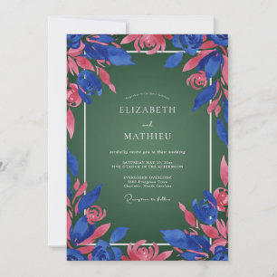 Invitation Mariage Pétale Cobalt Magenta