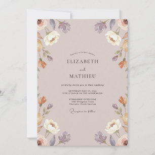 Invitation Mariage pétale d'abricot mauve