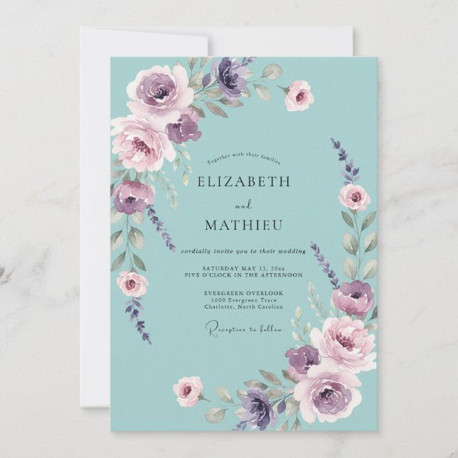 Invitation Mariage pétale d'améthyste céleste (Devant)