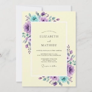 Invitation Mariage Pétale d'Améthyste en Or Pâle