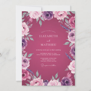 Invitation Mariage Pétale d'Améthyste Magenta