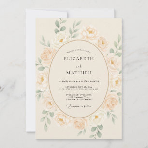 Invitation Mariage Pétale de Champagne Olive