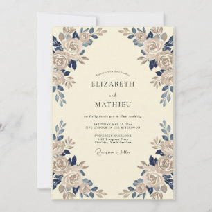 Invitation Mariage pétale de champagne saphir