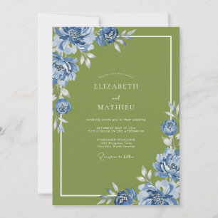 Invitation Mariage Pétale de Cobalt Olive