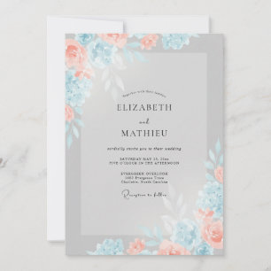 Invitation Mariage Petale de Corail Argenté