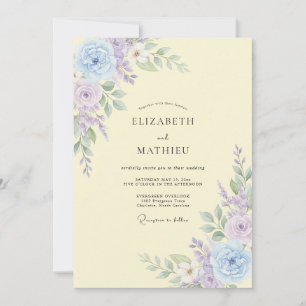 Invitation Mariage Pétale de Lilas Jaune Pâle