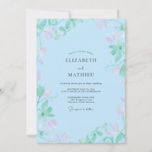 Invitation Mariage Pétale de Menthe Céleste
