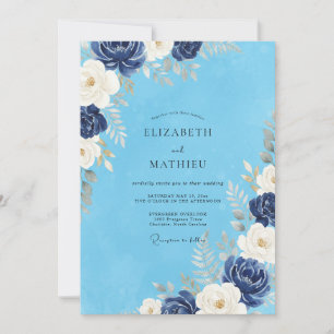 Invitation Mariage Pétale de Nuit Bleuet