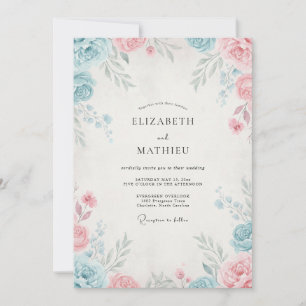 Invitation Mariage Pétale de Pervenche Rose Blush