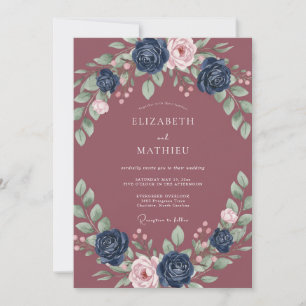 Invitation Mariage Pétale Indigo Mauve