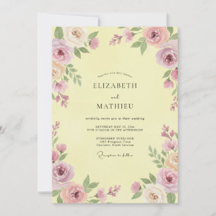 Invitation Mariage pétale mauve beurré