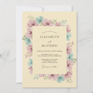 Invitation Mariage pétale mauve Champagne