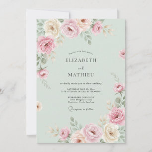 Invitation Mariage pétale mauve menthe