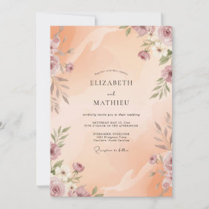 Invitation Mariage Pétale Mauve Poussiéreuse Abricot