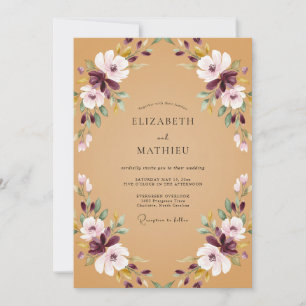 Invitation Mariage Pétale Ocbre Prune de Jardin