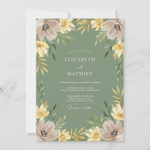 Invitation Mariage Pétale Ocbre Taupe