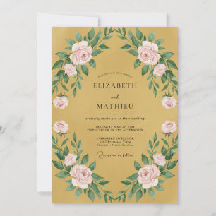 Invitation Mariage pétale rose moutarde