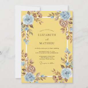 Invitation Mariage Pétale Taupe Jaune