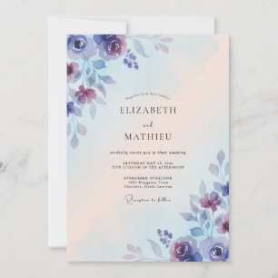 Invitation Mariage Pétale Violet Pervenche
