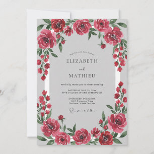 Invitation Mariage Pétales Cramoisis