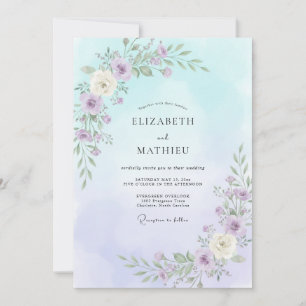 Invitation Mariage Pétales d'Améthyste Céleste