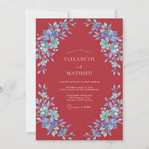 Invitation Mariage Pétales d'Azur Vin