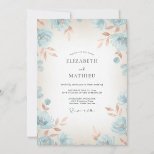 Invitation Mariage Pétales de Bleuet Cuivre