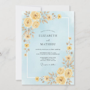 Invitation Mariage Pétales de Miel Céleste