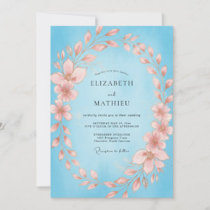 Invitation Mariage Pétales de Pêche Céleste