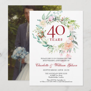 Invitation Mariage Photo 40e anniversaire de Ruby Garland Ros