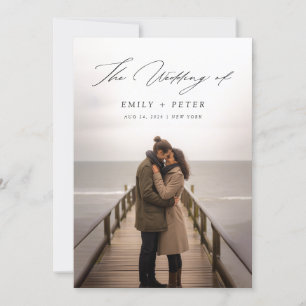 Invitation Mariage photo à double face Chic manuscrit