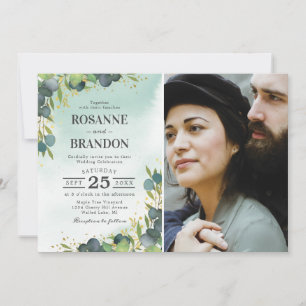 Invitation Mariage photo à l'eucalyptus