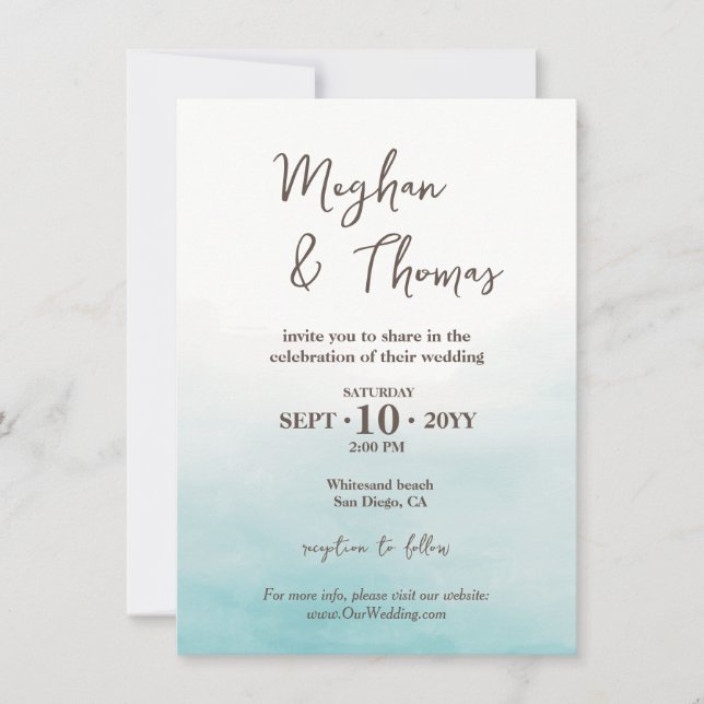 Invitation Mariage photo à thème de la plage d'été moderne (Devant)