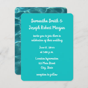 Invitation Mariage photo Aqua Green Piscine