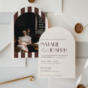 Invitation Mariage Photo Arc-en-ciel Brun Chocolat Ancien Arg