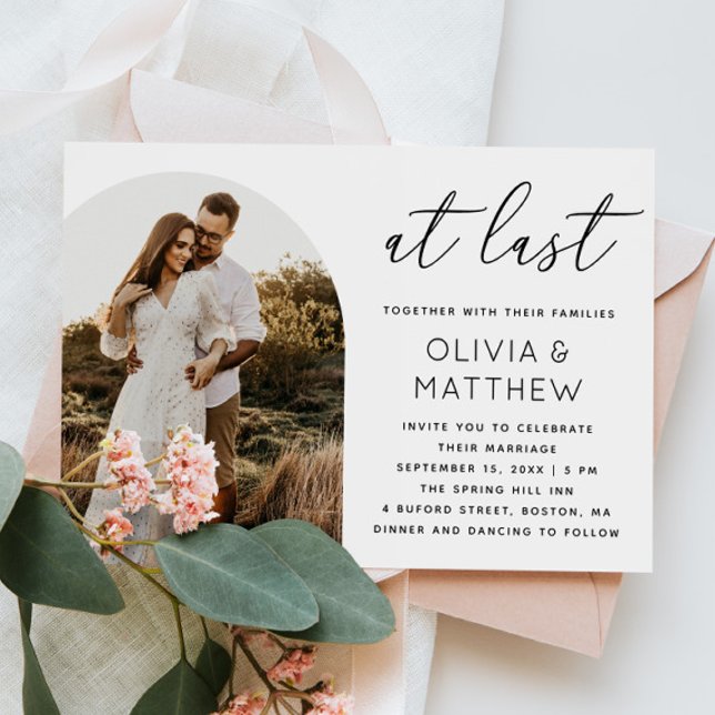 Invitation Mariage photo Arch avec code QR | À Dernier Script (Créateur téléchargé)