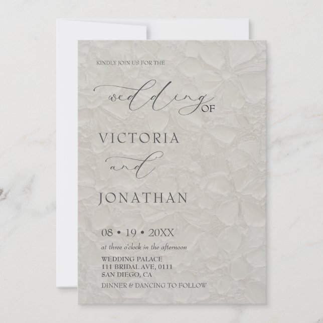 Invitation Mariage photo blanc moderne gris clair (Devant)