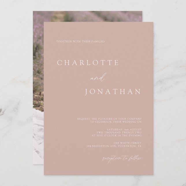 Invitation Mariage photo Boho Modern Pale Mauve (Devant / Derrière)