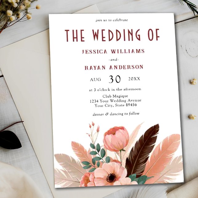 Invitation Mariage photo Boho Pampas Grass (Créateur téléchargé)